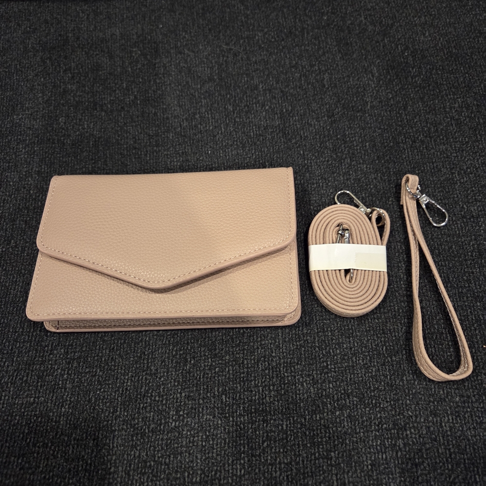 Faux leather pink cross body/ wristlet wallet